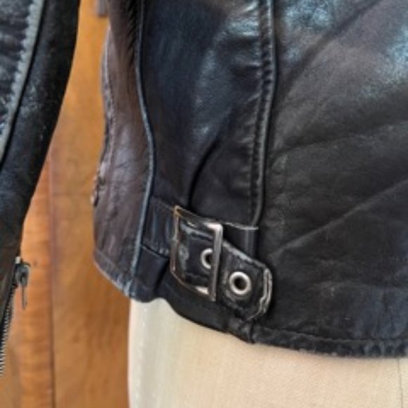 Vintage Women's Schott NYC 141 Black Leather Cafe Racer Moto Jacket - Picture 11 of 16